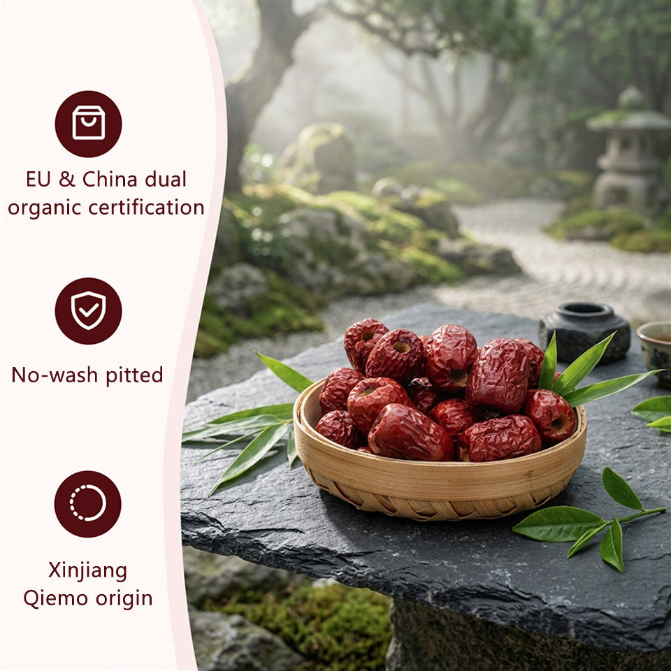 Tianbian Xiawan Dual China & EU Organic Certified Premium Pitted Grey Jujubes, Thin Skin & Plump Flesh | Nourishing Health, Blood-Boosting & Beauty Care | 150g × 4 Bags