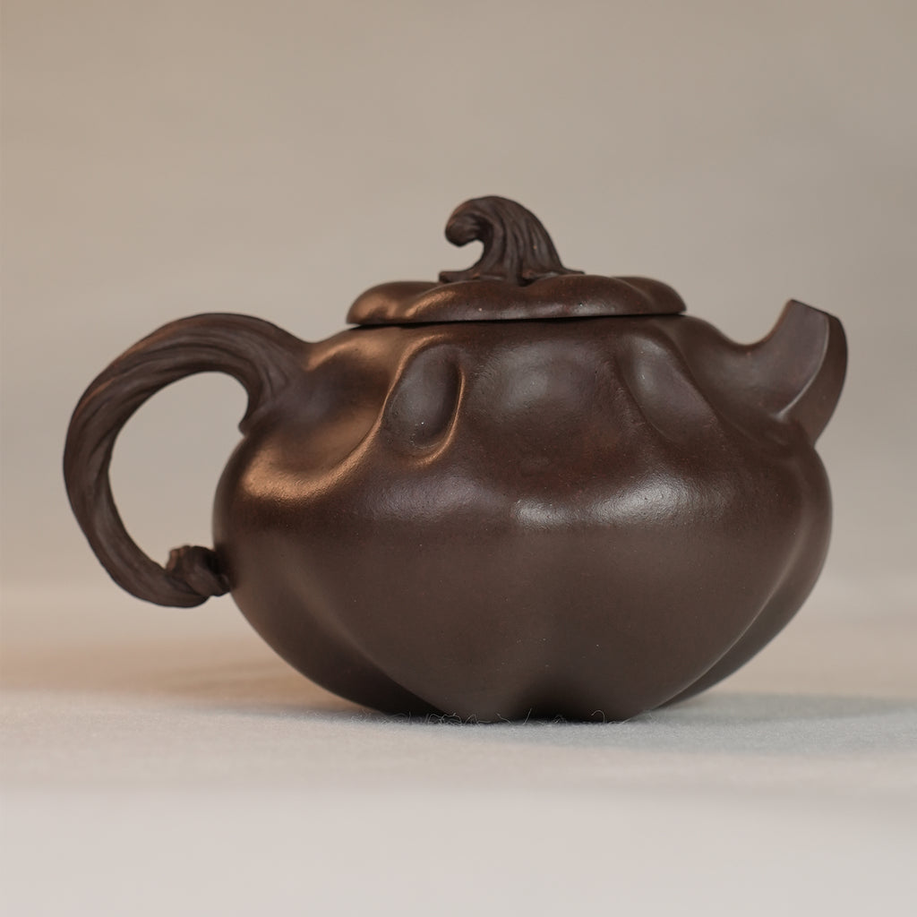 Huanglongshan Raw Zisha Cinnabar Clay Pumpkin Teapot 240cc Yixing Teapot