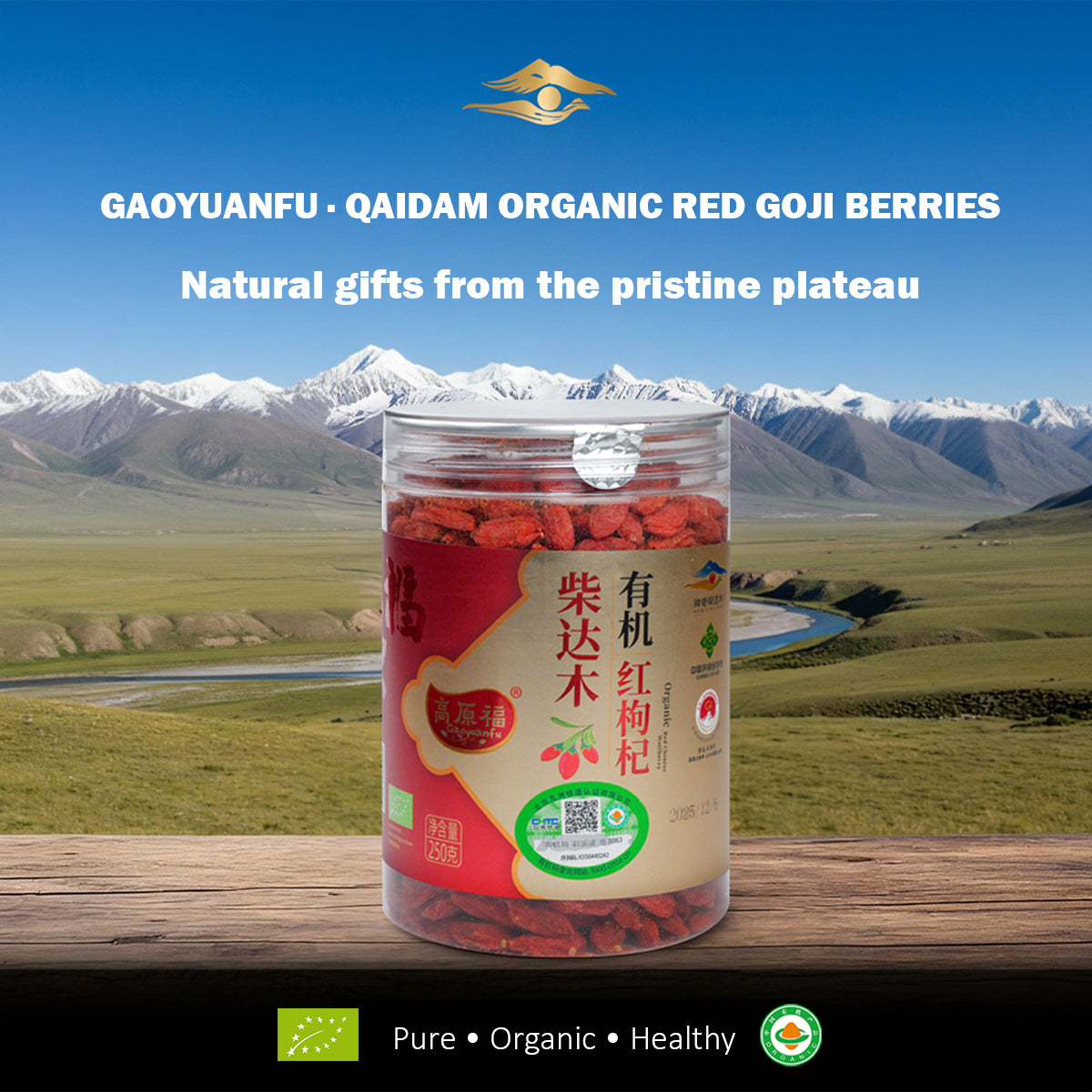 Gaoyuanfu Qaidam Chinese EU organic certified red wolfberry 250g