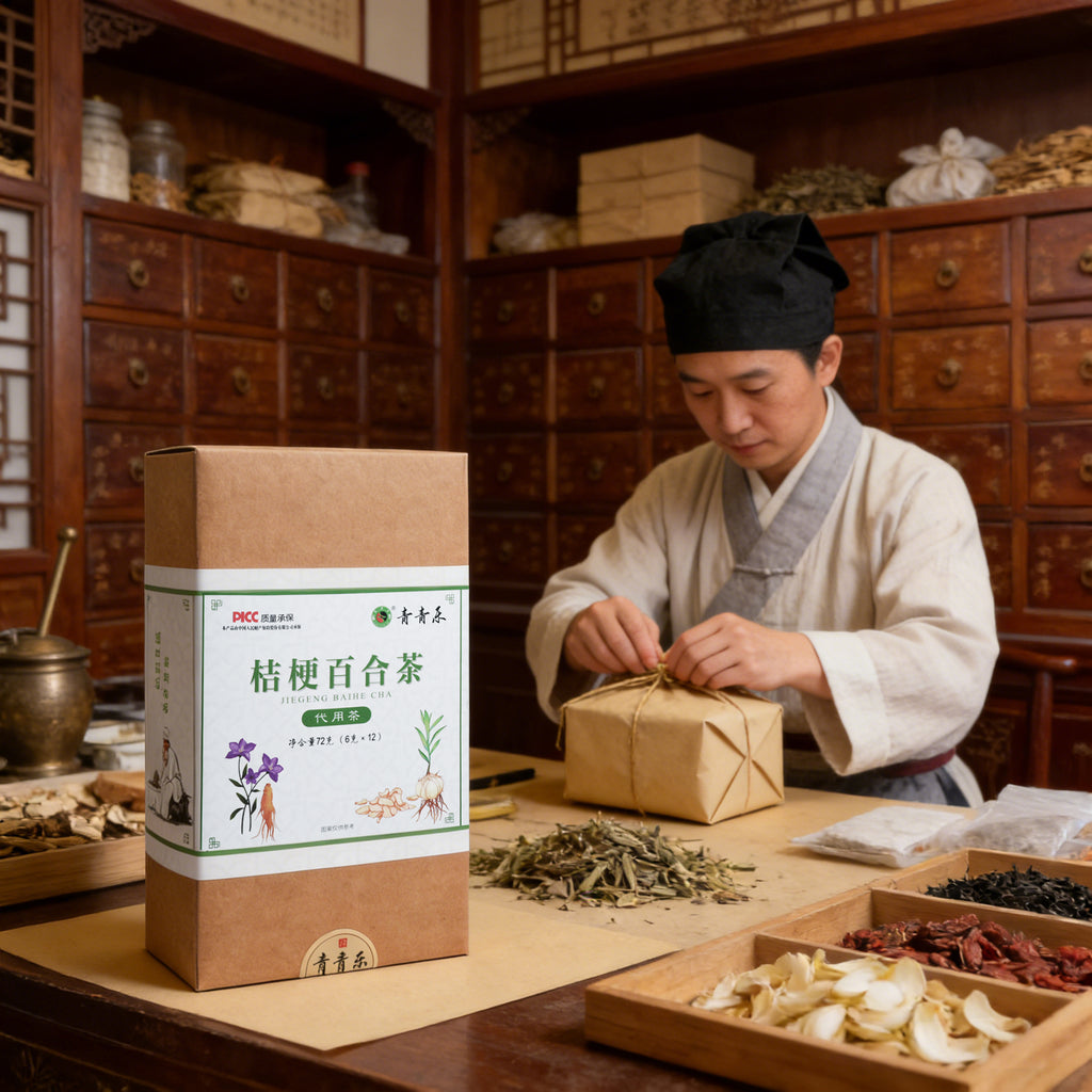Qingqingle Platycodon & Lily Herbal Tea Bag , moistens the lungs and relieves cough, calms the heart and soothes the nerves