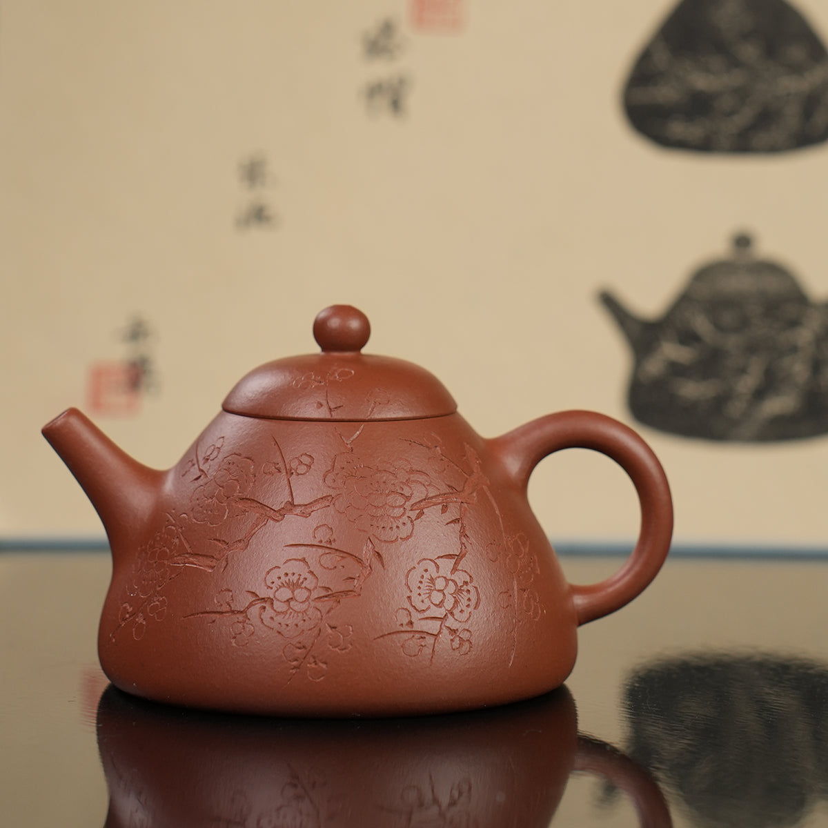 Cinnabar Clay Pagoda Cap Teapot 120cc Yixing Teapot