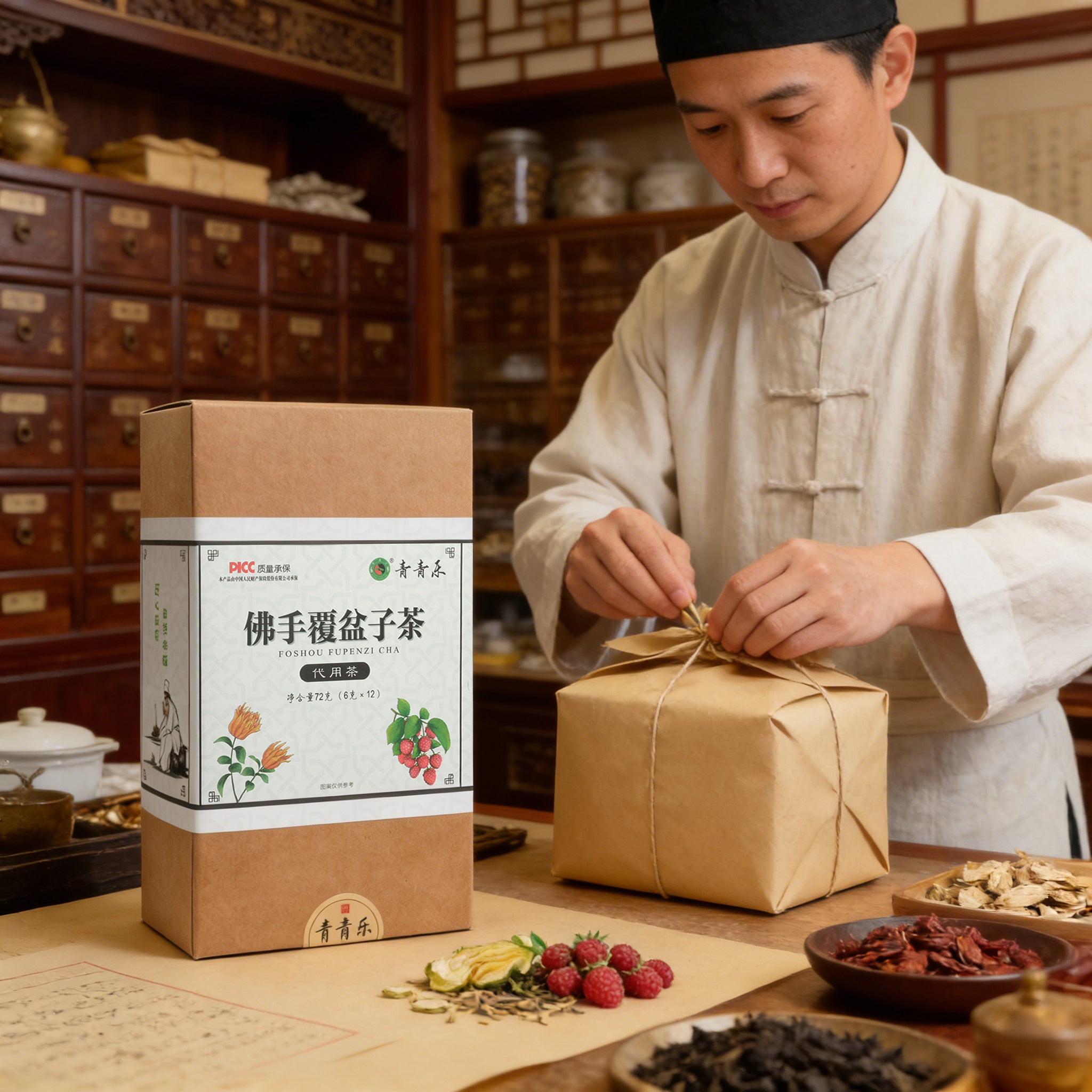 Qingqingle Foshou Fupingzi Herbal Tea Small Bag Tea Liver and Kidney Nourishing 6g*12 Bags