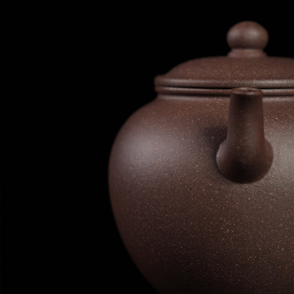 Qinghui Cinnabar Clay Wengxing Small Round Teapot 120cc Yixing Teapot