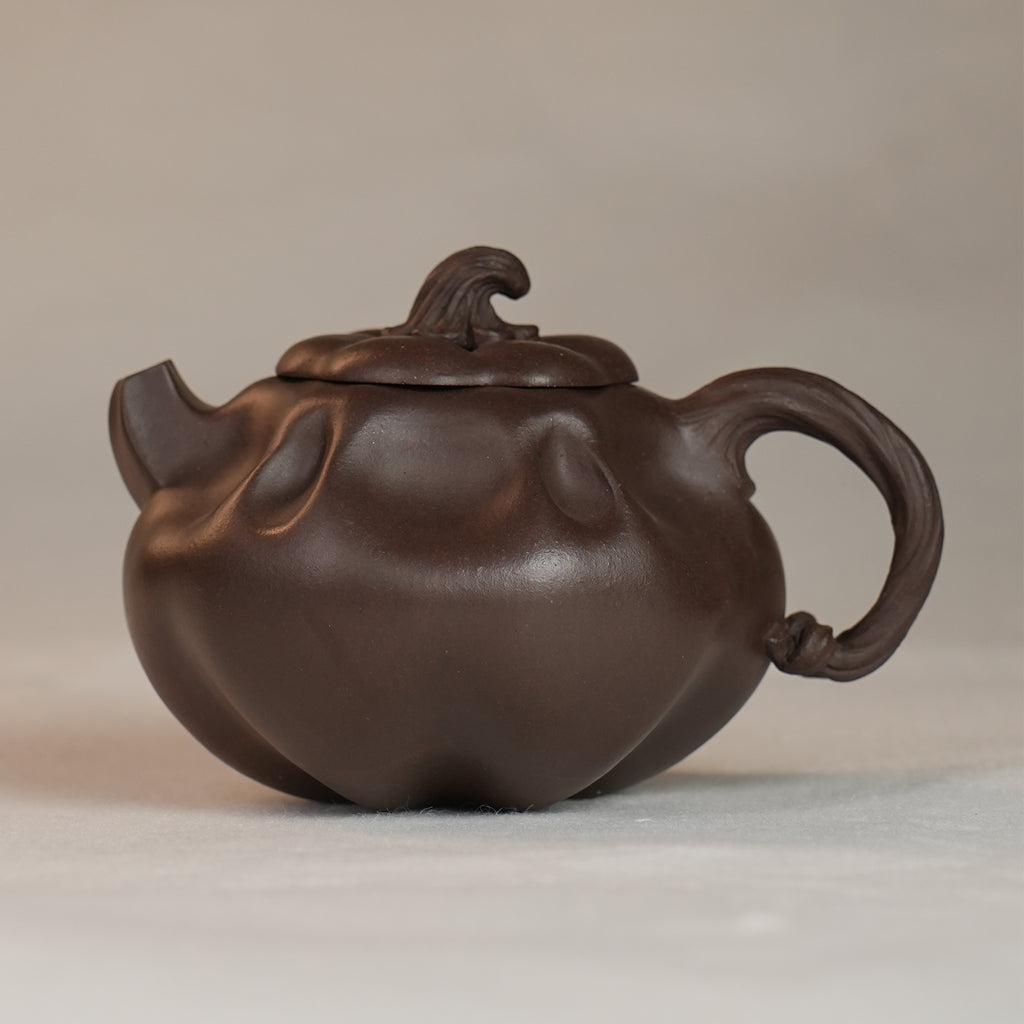 Huanglongshan Raw Zisha Cinnabar Clay Pumpkin Teapot 240cc Yixing Teapot