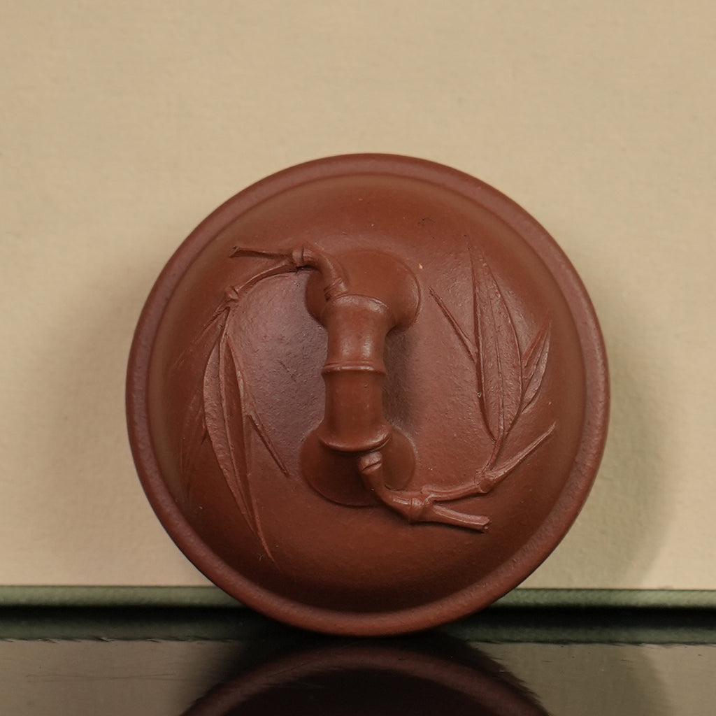 Cinnabar Clay Bamboo-Tripod Teapot  110cc Yixing Teapot