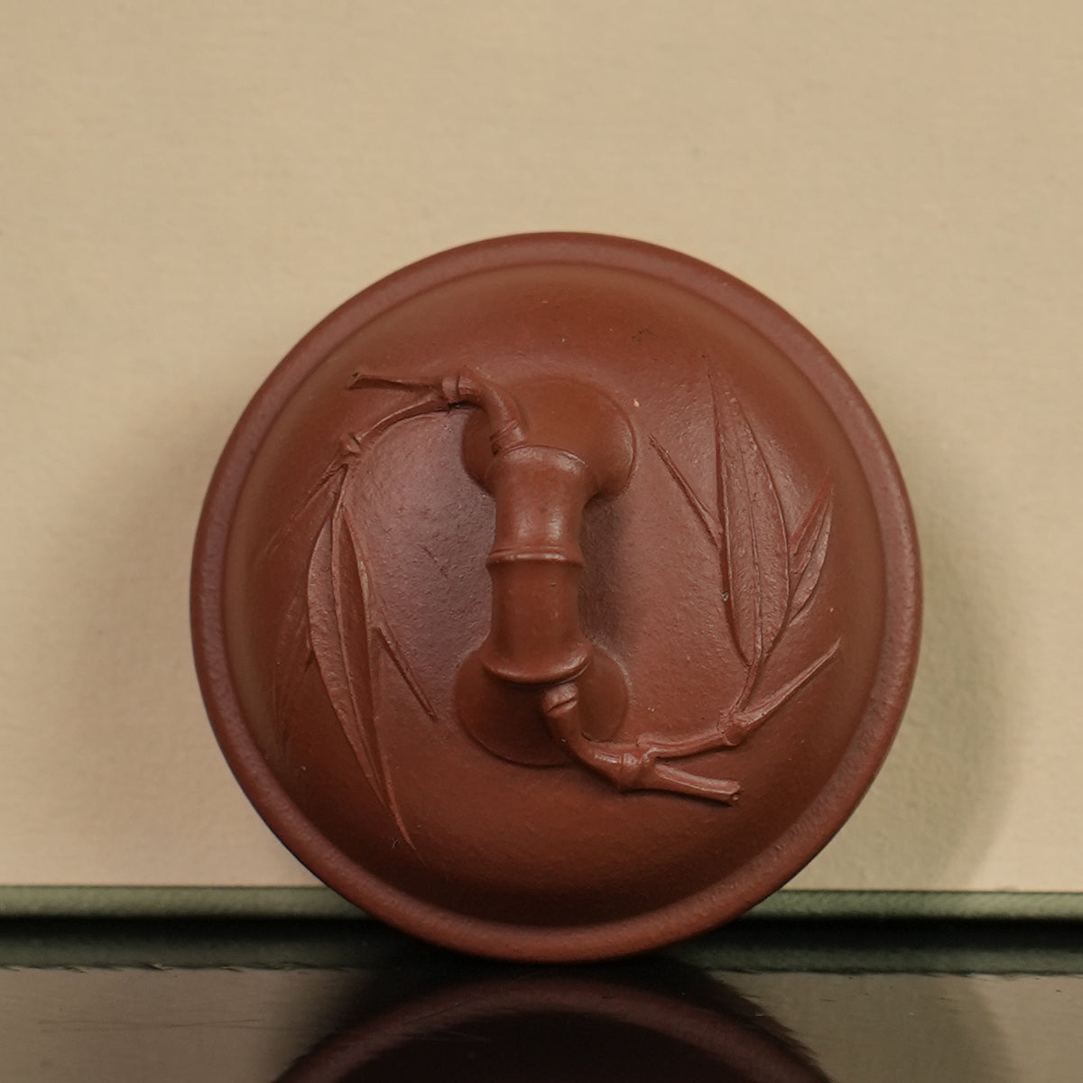 Cinnabar Clay Bamboo-Tripod Teapot  110cc Yixing Teapot