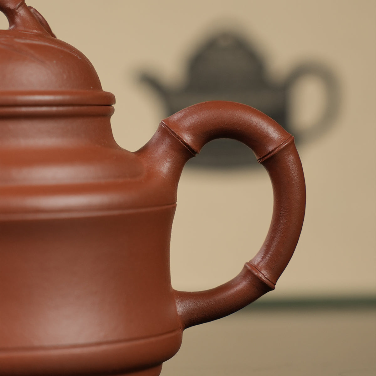 Cinnabar Clay Bamboo-Tripod Teapot  110cc Yixing Teapot