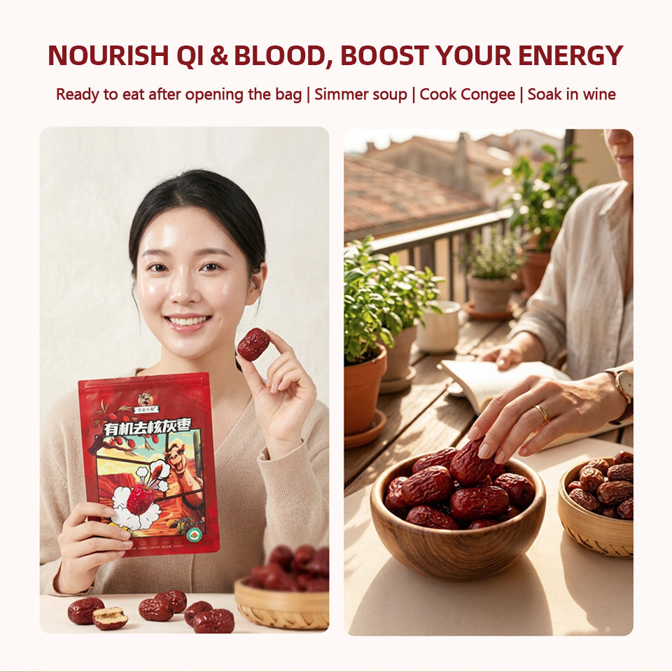 Tianbian Xiawan Dual China & EU Organic Certified Premium Pitted Grey Jujubes, Thin Skin & Plump Flesh | Nourishing Health, Blood-Boosting & Beauty Care | 150g × 4 Bags