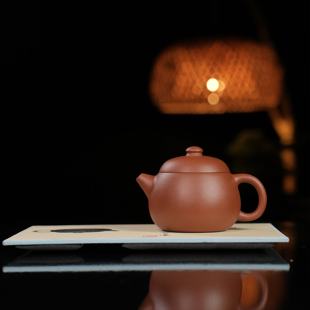 Cinnabar Clay Wide-Mouth Wendan 120cc Yixing Teapot