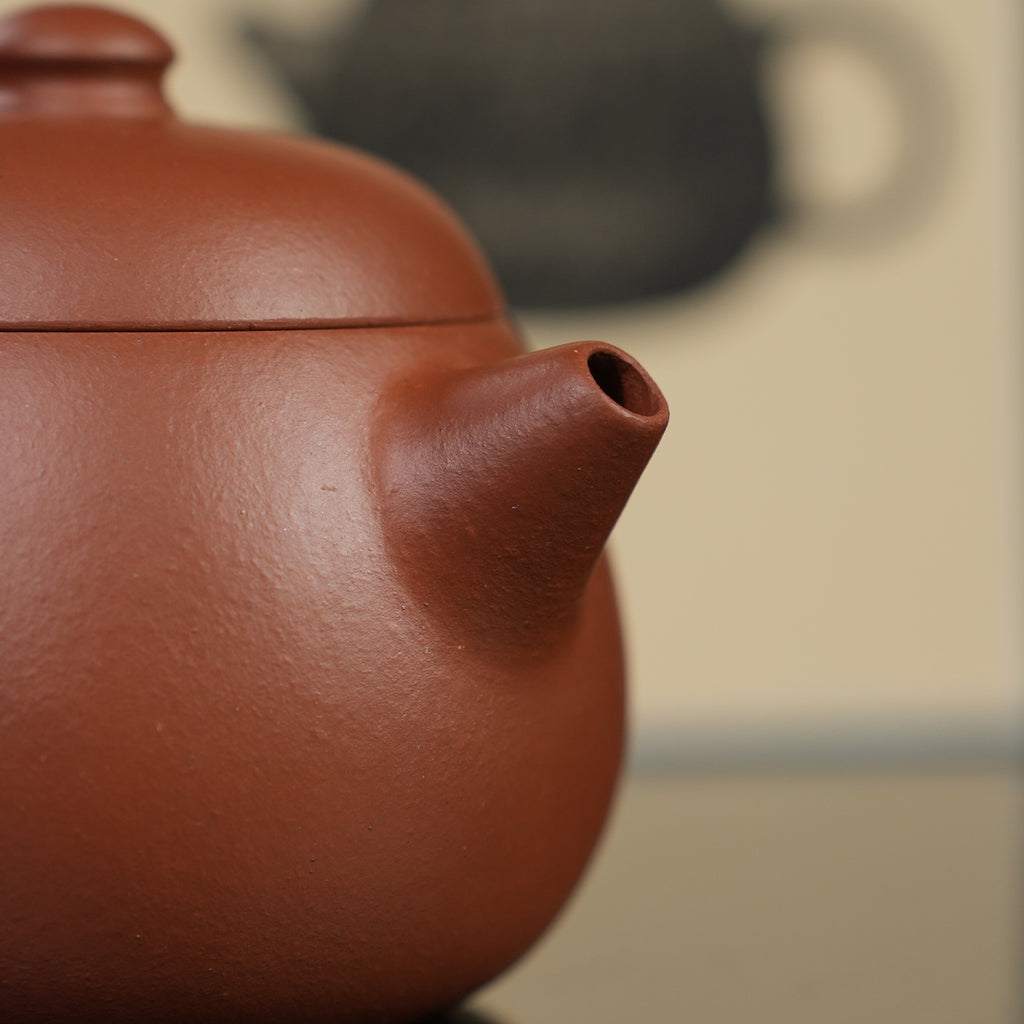 Cinnabar Clay Wide-Mouth Wendan 120cc Yixing Teapot