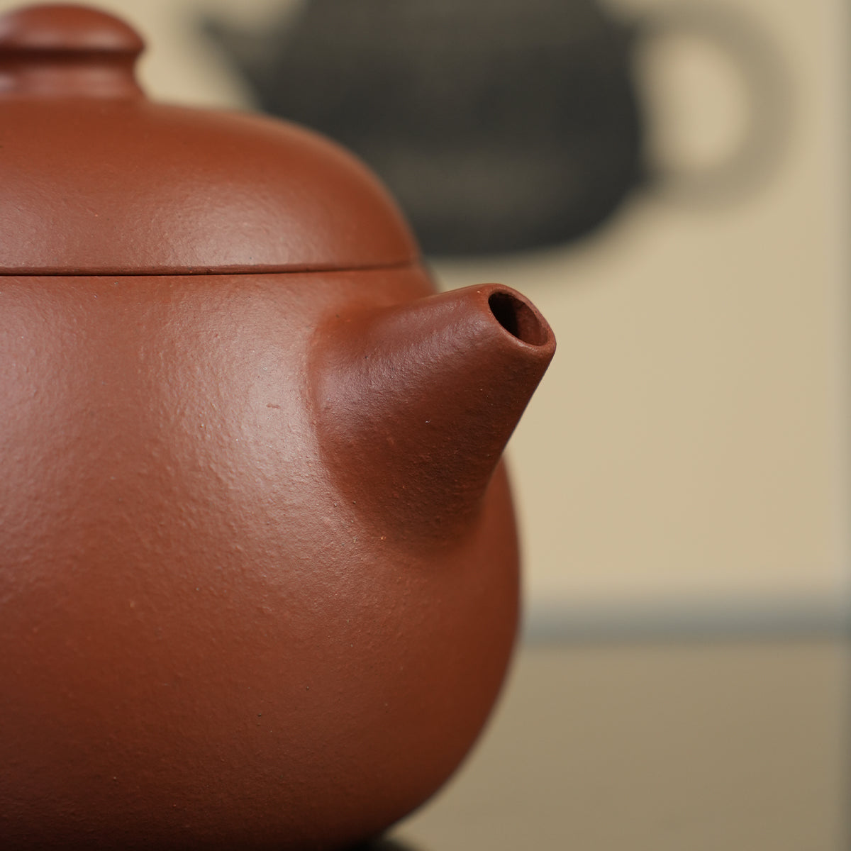 Cinnabar Clay Wide-Mouth Wendan 120cc Yixing Teapot