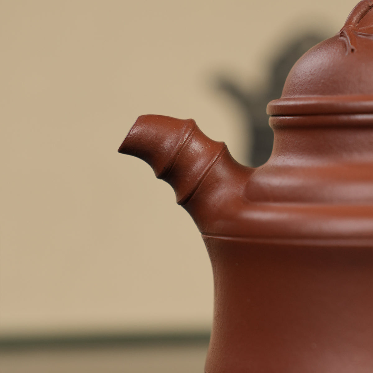 Cinnabar Clay Bamboo-Tripod Teapot  110cc Yixing Teapot