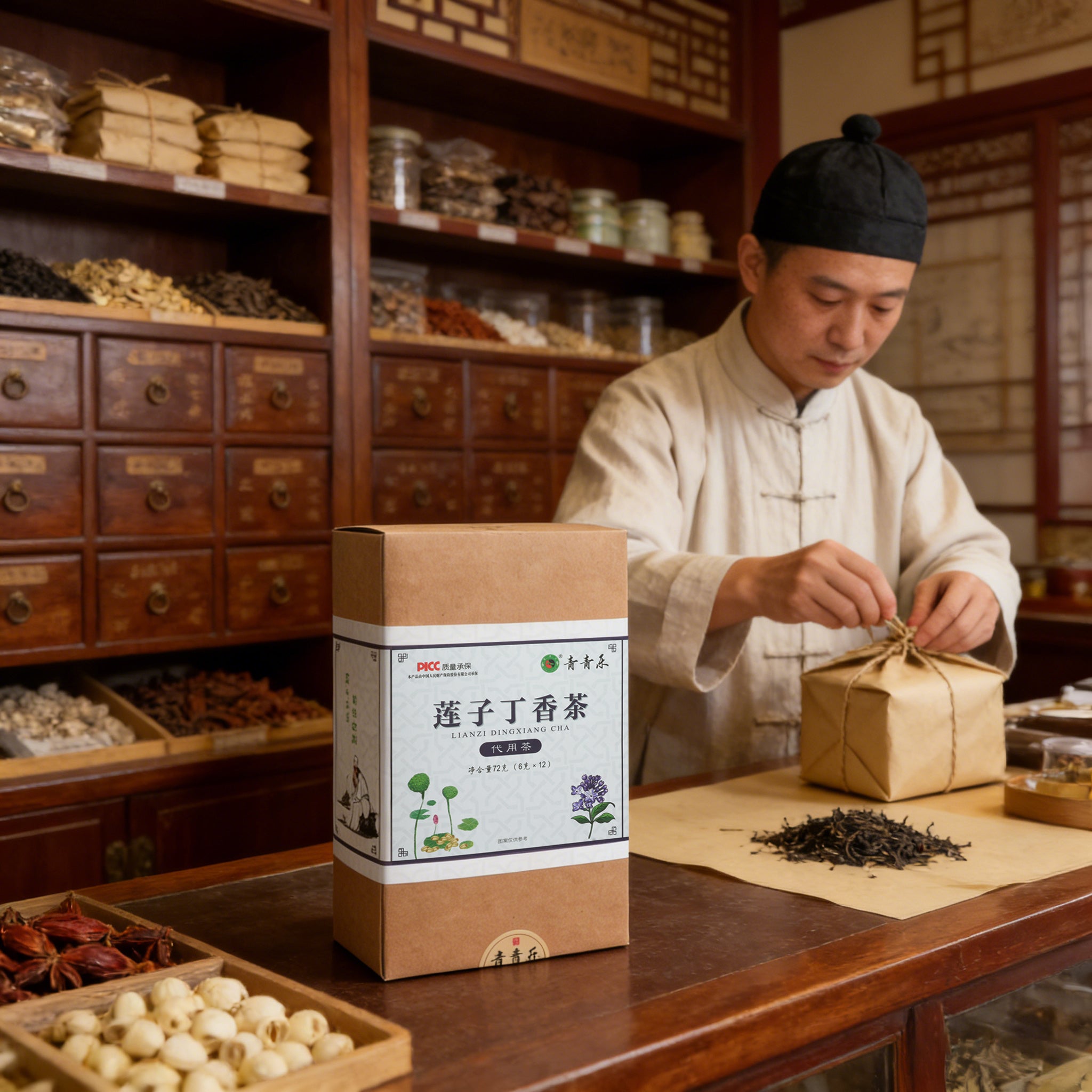 Qingqingle lotus seed and clove tea bag supplement spleen, stop diarrhea, nourish the heart and calm the nerves 6g*12 bags