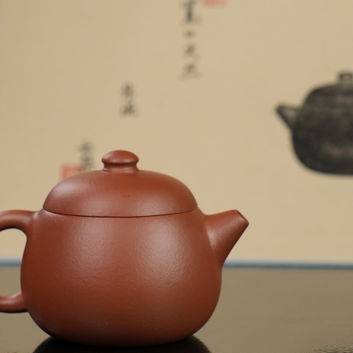 Cinnabar Clay Wide-Mouth Wendan 120cc Yixing Teapot
