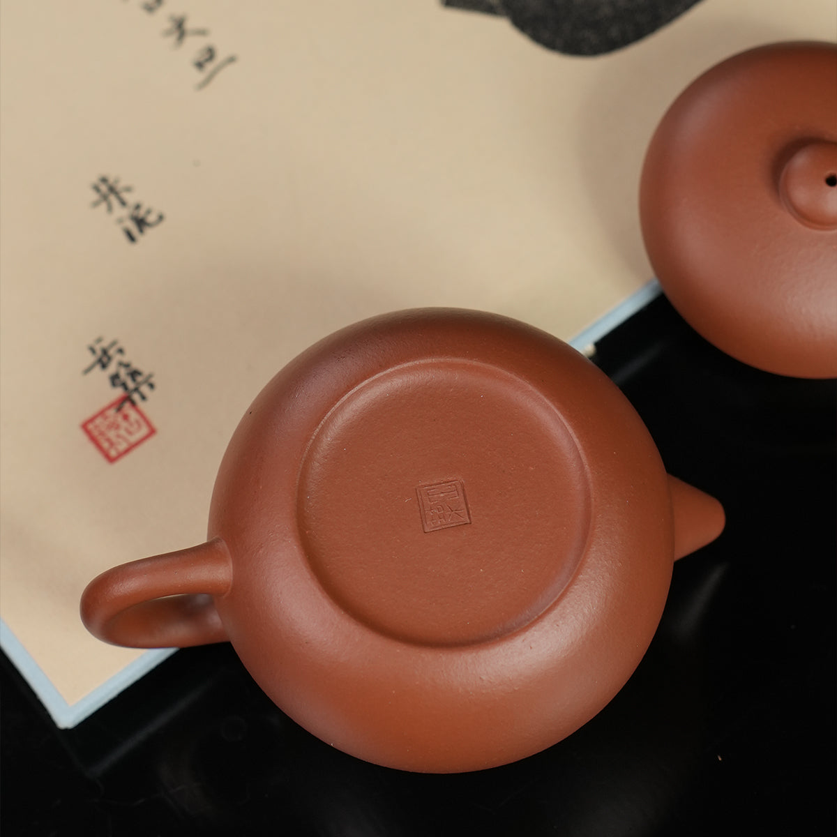 Cinnabar Clay Wide-Mouth Wendan 120cc Yixing Teapot