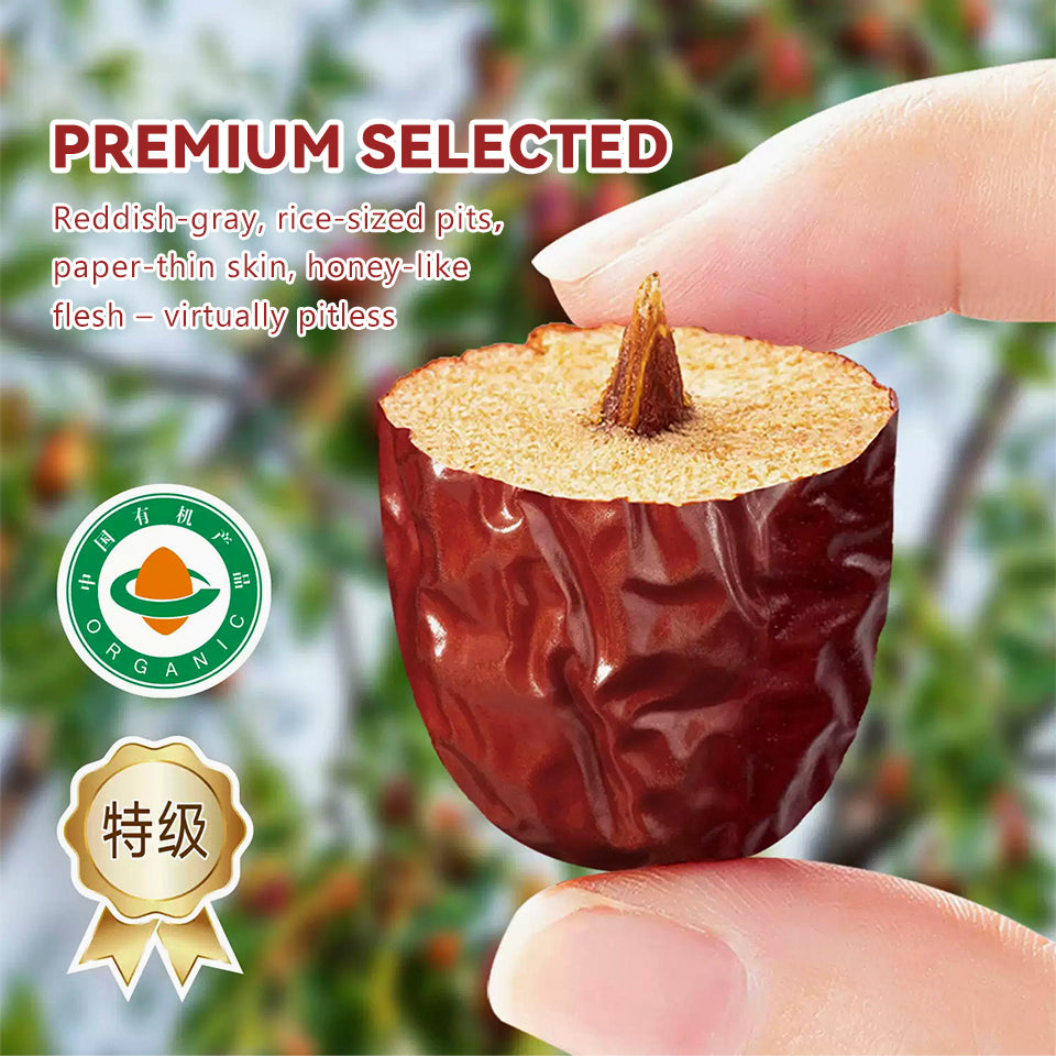 Tianbian Xiawan Super Organic Grey Jujube Xinjiang Red Jujube Big Jujube Nourishing Qi, Nourishing Blood, Strengthening Spleen, Nourishing Stomach, Boiling Congee, Soaking In Water, Food Materials,125g * 4 Bags