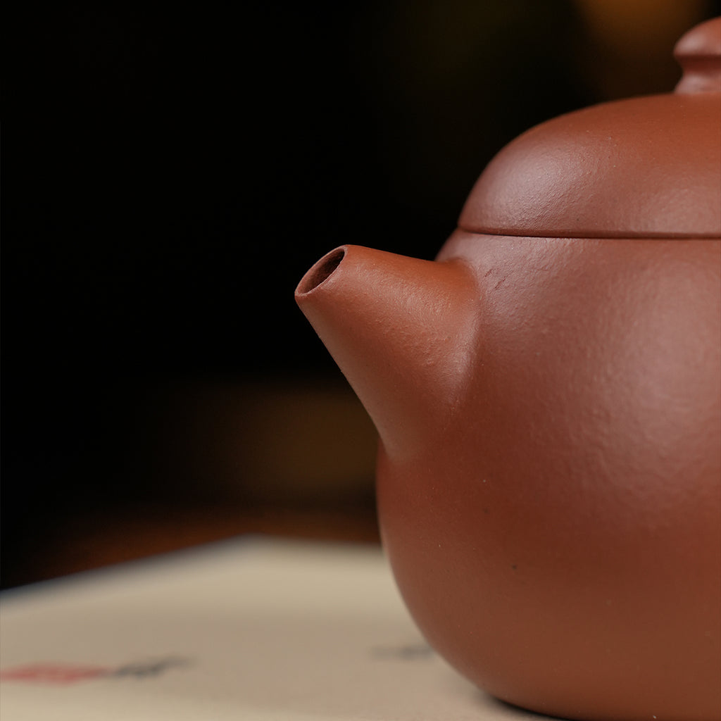 Cinnabar Clay Wide-Mouth Wendan 120cc Yixing Teapot