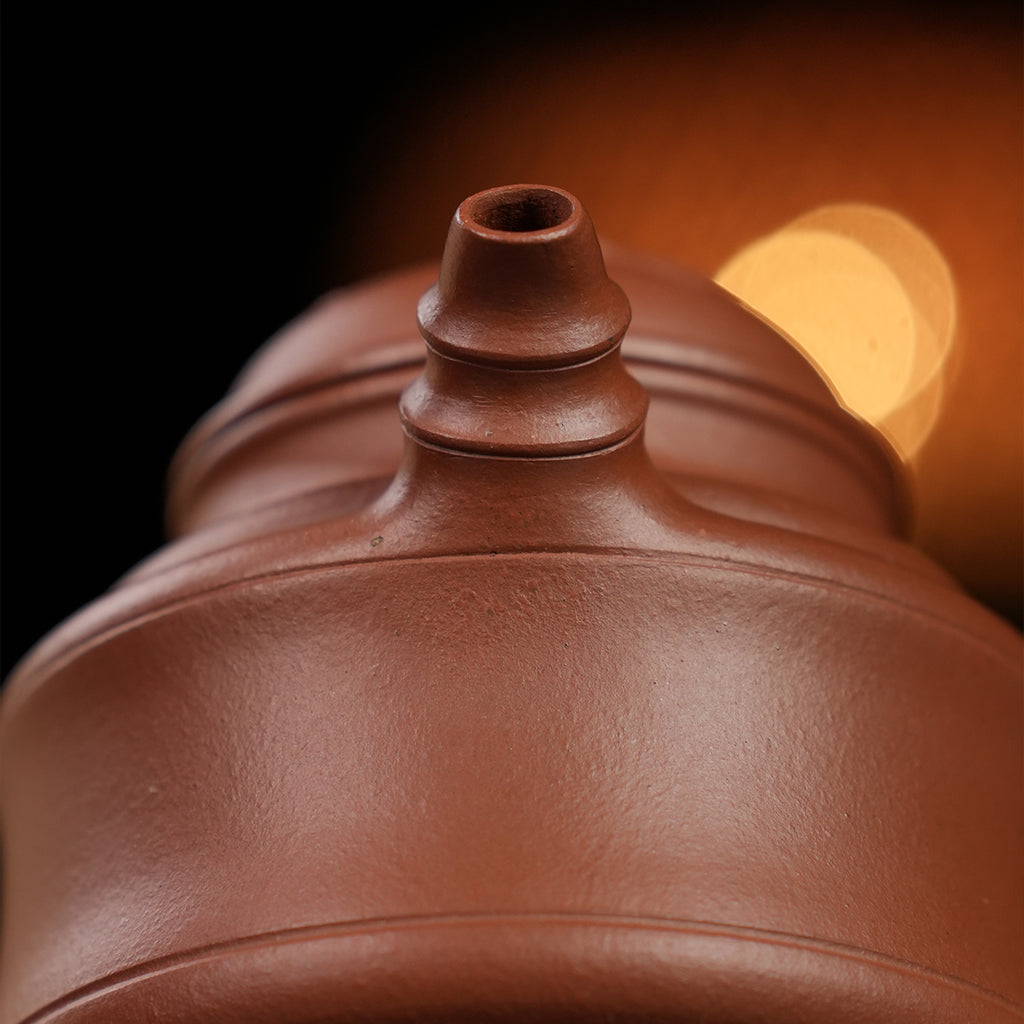 Cinnabar Clay Bamboo-Tripod Teapot  110cc Yixing Teapot
