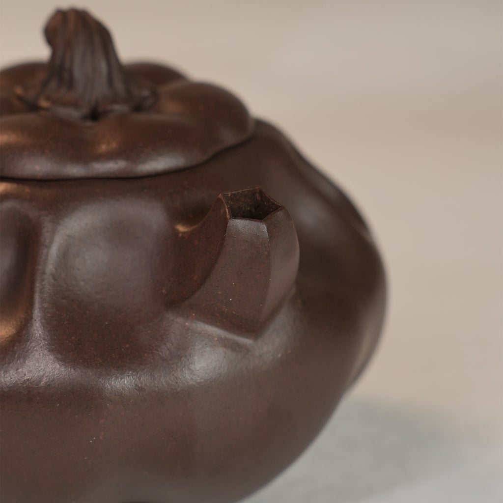 Huanglongshan Raw Zisha Cinnabar Clay Pumpkin Teapot 240cc Yixing Teapot